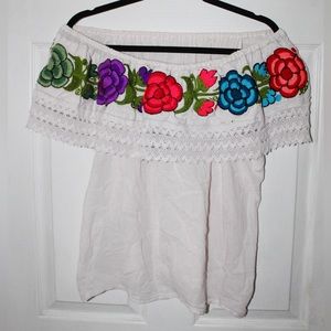 Mexican Embroidered off the shoulder top